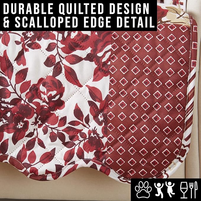 Great Bay Home Patchwork Scalloped Printed Furniture Protector Stain Resistant - Image 6