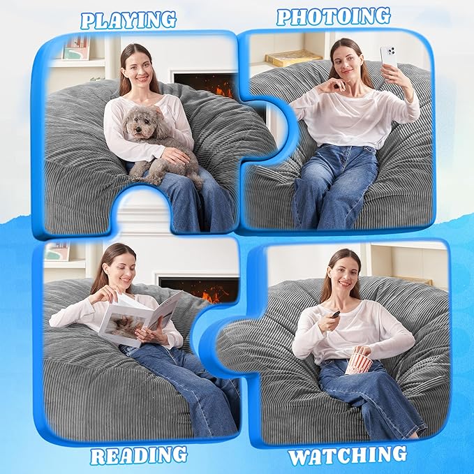 HABUTWAY 6FT Bean Bag Chair, Giant Bean Bag Chairs - Image 4