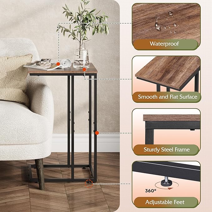 WLIVE C Shaped End Table, Small Side Tables - Image 5