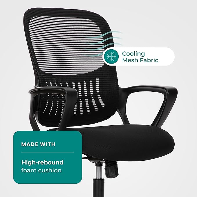 SMUG Office Computer Desk Chair, Ergonomic Mid-Back Mesh Rolling Work Swivel - Image 6