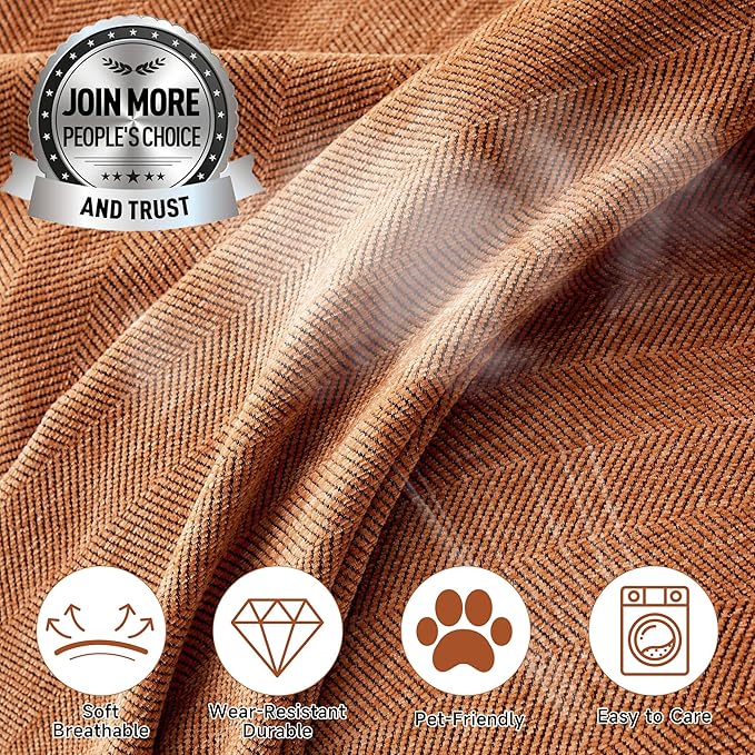 STACYPIK Thick Burnt Orange Sofa Cover, Breathable Chenille Couch Cover - Image 3