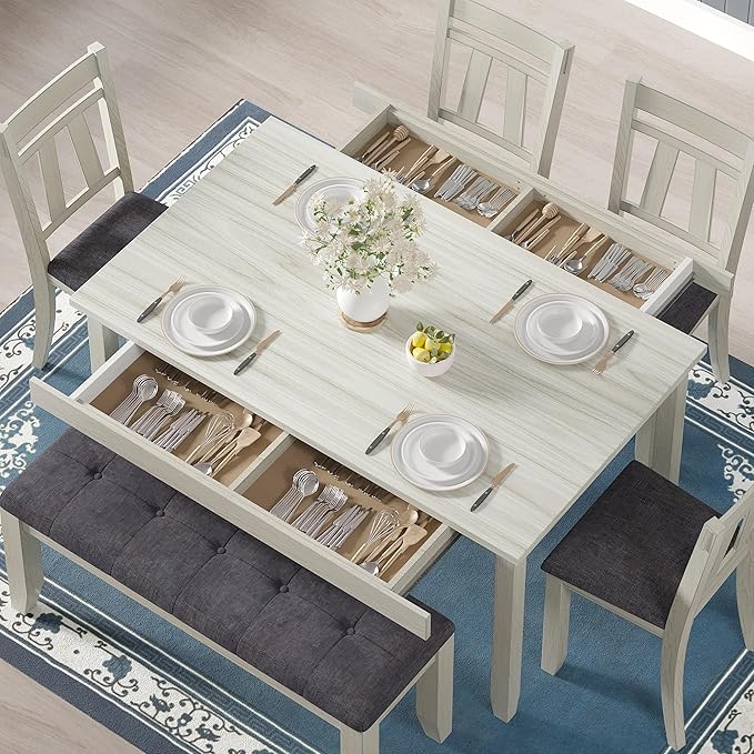 6-Piece Solid Wood Dining Table Set - Image 4