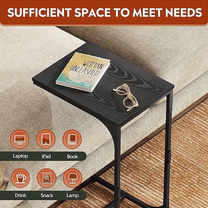 WLIVE C Shaped End Table, Small Couch Side Tables - Image 4