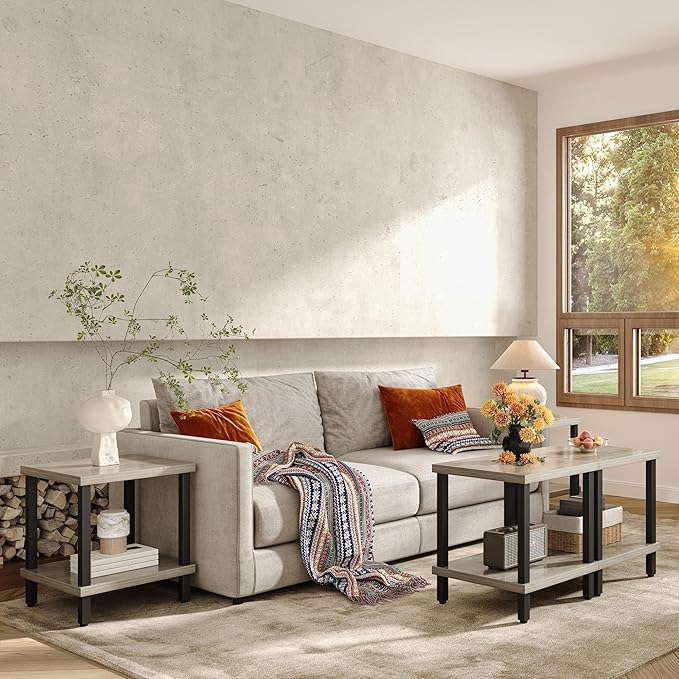 Large End Table Square Side Table Modern Sofa Table 20 Inch Industrial Coffee - Image 8