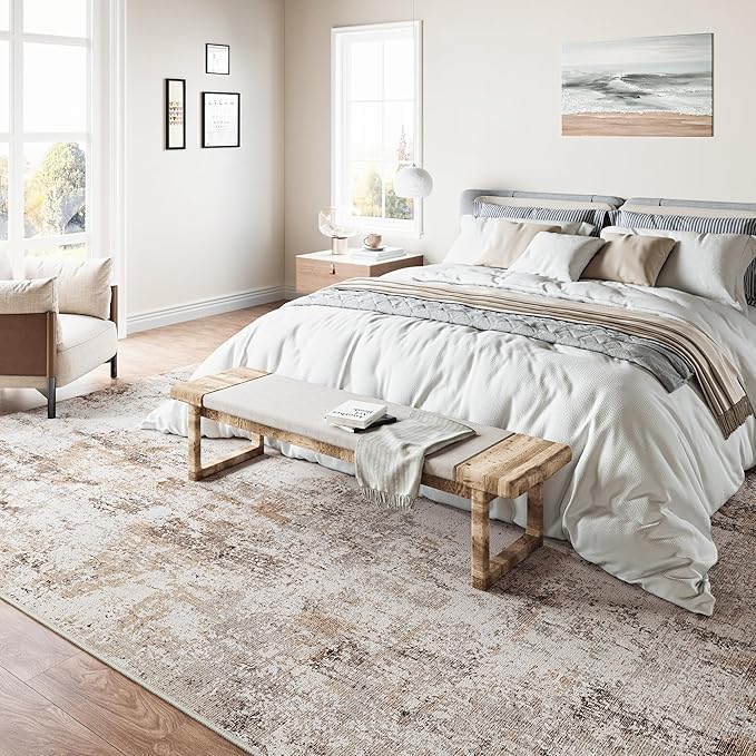 8x10 Washable Area Rug Brown Grey Neutral Abstract Living Room Bedroom Large - Image 4