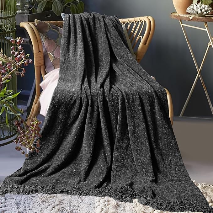Chenille Throw Blanket for Couch 60"X 80" Twin, Soft Cozy Throws - Image 8