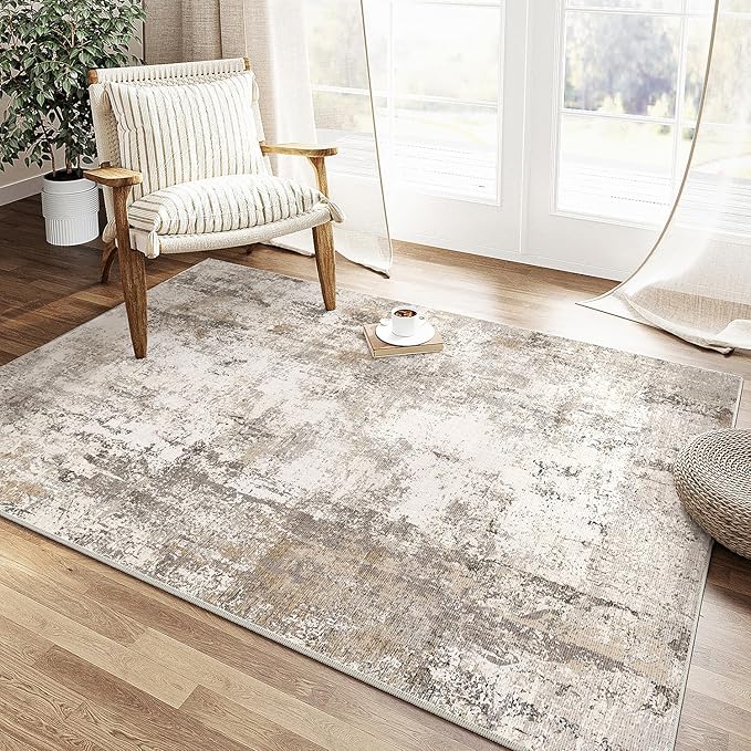 3x4 Washable Area Rug Brown Grey Neutral Abstract Entryway Kitchen Non Slip Low - Image 3