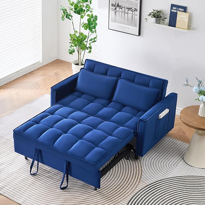 Ball & Cast 3 in 1 Convertible Sleeper Sofa Bed, Velvet Futon Couch by BallCast