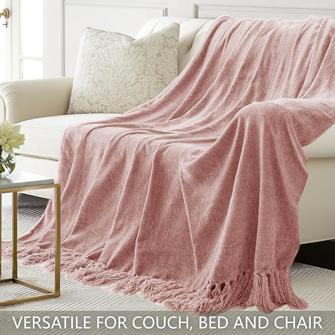 Chenille Throw Blanket for Couch 60"X 80" Twin, Soft Cozy Throws - Image 4