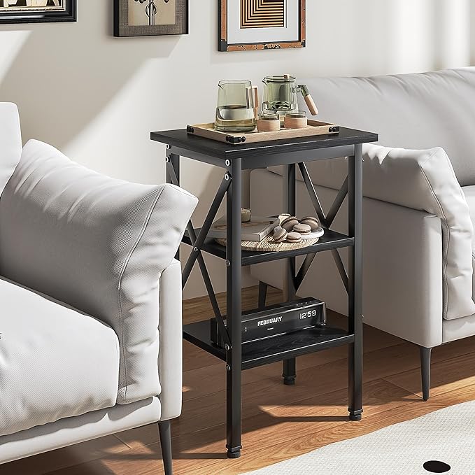 VECELO End Table, Bedside Table, X-Design Reinforced Nightstands, Side Table - Image 7
