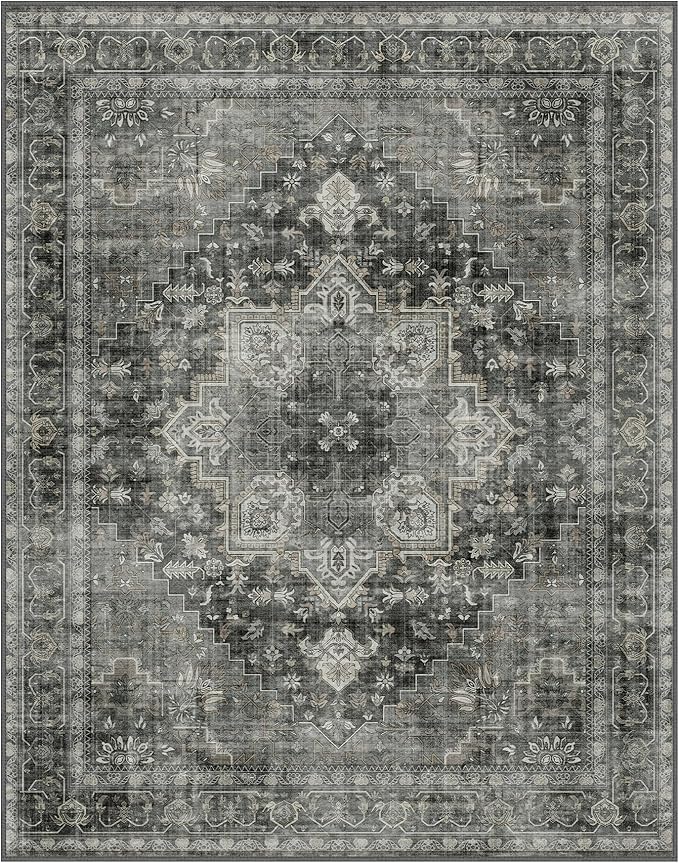 GENIMO 9x12 Area Rugs for Living Room, Machine Washable Non Slip Vintage Rugs - Image 7