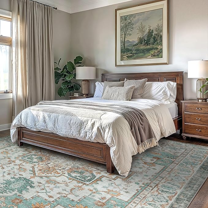 GENIMO 9x12 Area Rugs for Living Room, Machine Washable Non Slip Vintage Rugs - Image 3