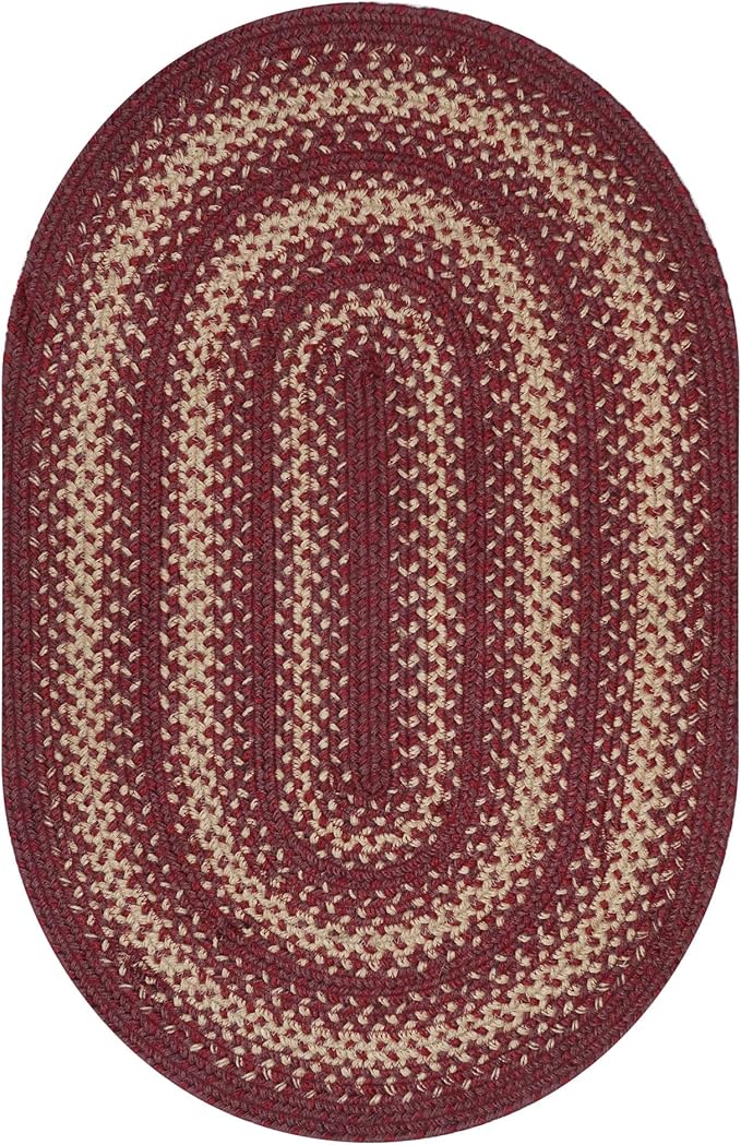 Homespice Autumn Maple Burgundy and Tan Oval Braided Rugs, 8x10' - Image 8