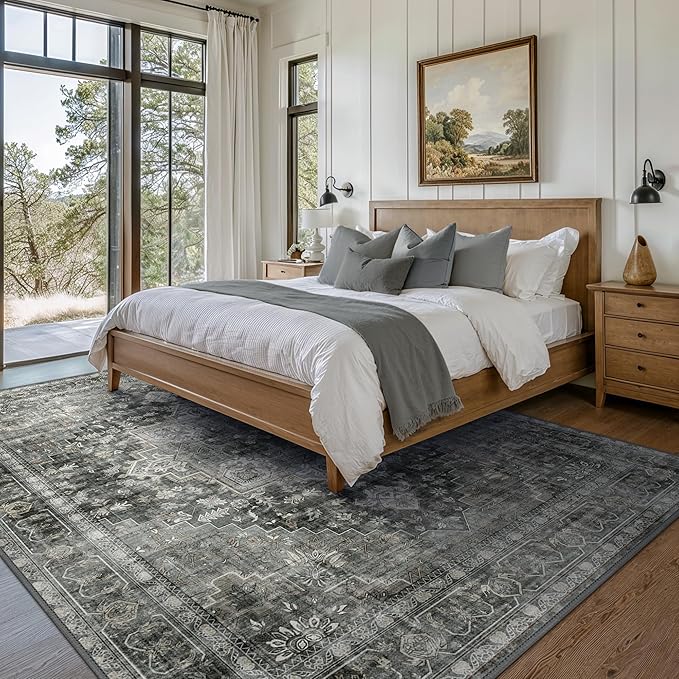 GENIMO 9x12 Area Rugs for Living Room, Machine Washable Non Slip Vintage Rugs - Image 3