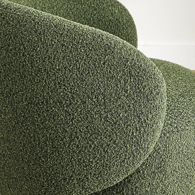 Swivel Accent Chair Round Barrel Armchair Upholstered Performance Fabric - Image 4