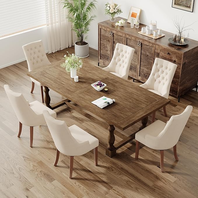 COLAMY Fabric Side Dining Chairs Set of 6, Wingback Upholstered Dining Room - Image 3