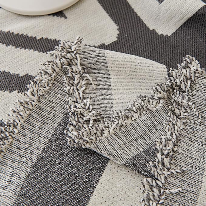 STACYPIK Thick Chenille Boho Sofa Cover Dark Grey Jacquard Geometric Sofa Cover - Image 6