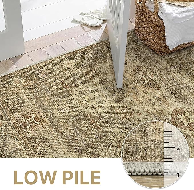 GENIMO 8X10 Area Rugs for Living Room, Machine Washable Non Slip Vintage Floral - Image 6