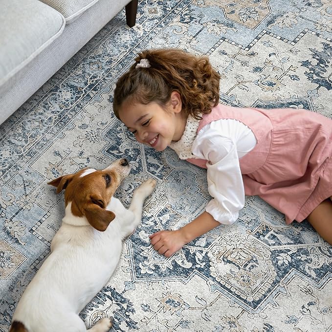 GENIMO Runner Rug 2'6''x8, Non Slip Vintage Hallway Runner Rugs, Low Pile - Image 4