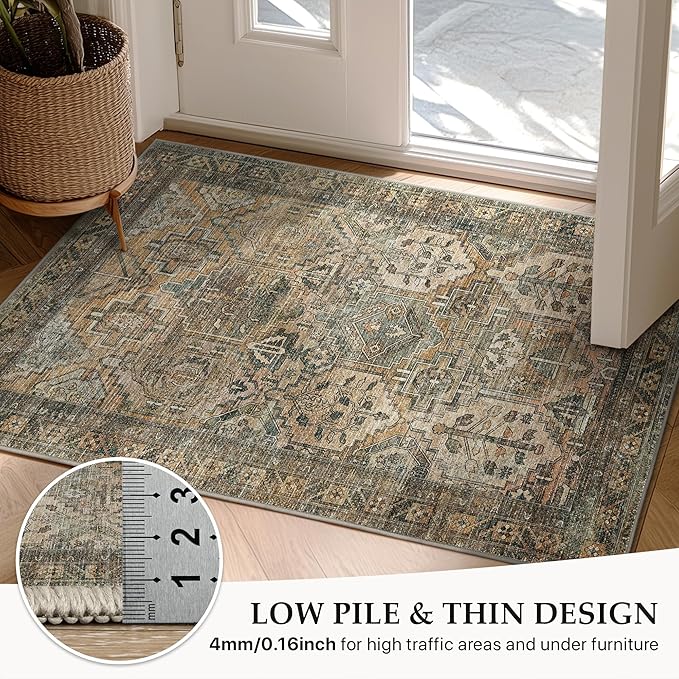GENIMO 2x3 Area Rugs for Living Room, Machine Washable Non Slip Vintage Rugs - Image 6