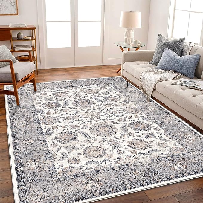 8x10 Washable Area Rug Medallion Distressed Design Boho Medallion Non-Shedding by CHAMPLANT