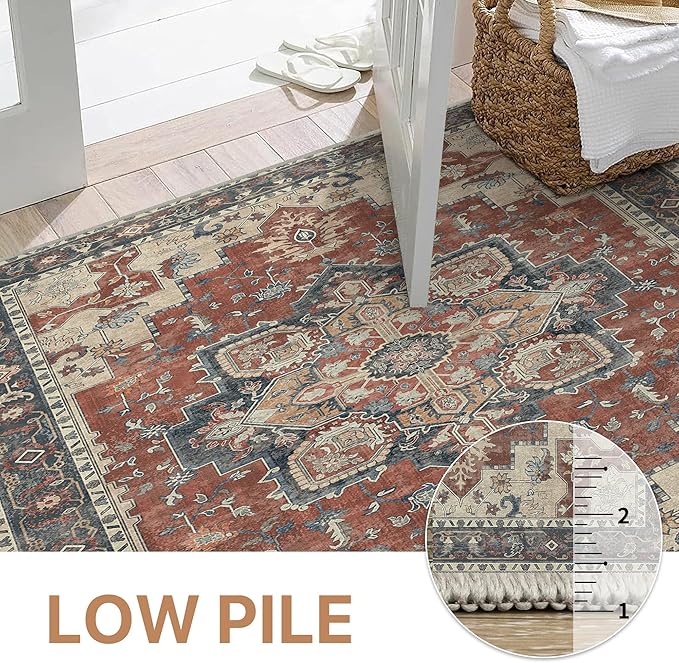 GENIMO 10x12 Area Rugs for Living Room, Machine Washable Non Slip Vintage Rugs - Image 4