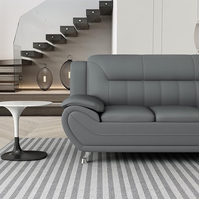 Container Furniture Direct Michael Modern Faux Leather Upholstered Stainless - Image 12
