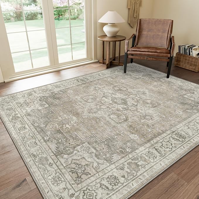 GENIMO 8x10 Area Rugs for Living Room, Machine Washable Non Slip Vintage Rugs by GENIMO