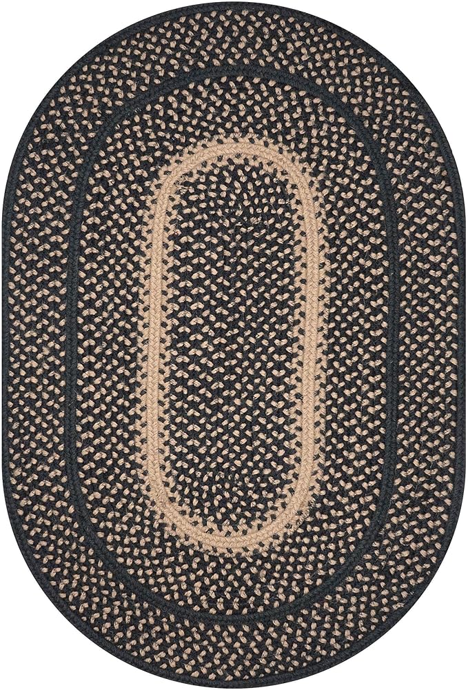 Manchester Black Oval Braided Rug, 27x45 - Image 9