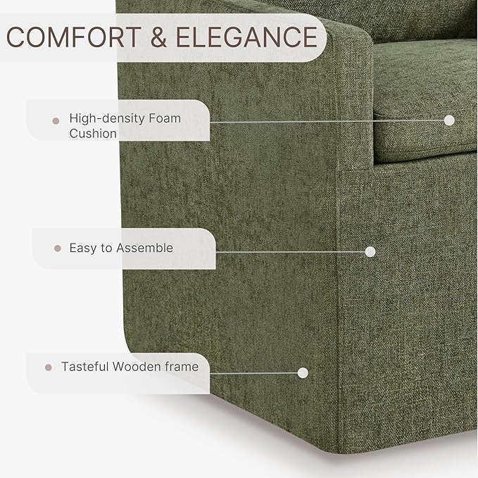 Upholstered Dining Chairs with Casters Easy Assembly Modern Accent Armchair - Image 5