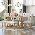 SogesPower 6-Piece Dining Table Set, Rectangular Farmhouse Kitchen Dining Table by SogesPower