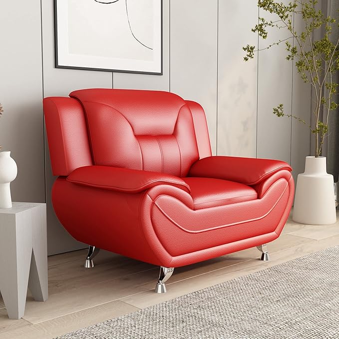 Container Furniture Direct Michael Modern Faux Leather Upholstered Stainless - Image 16