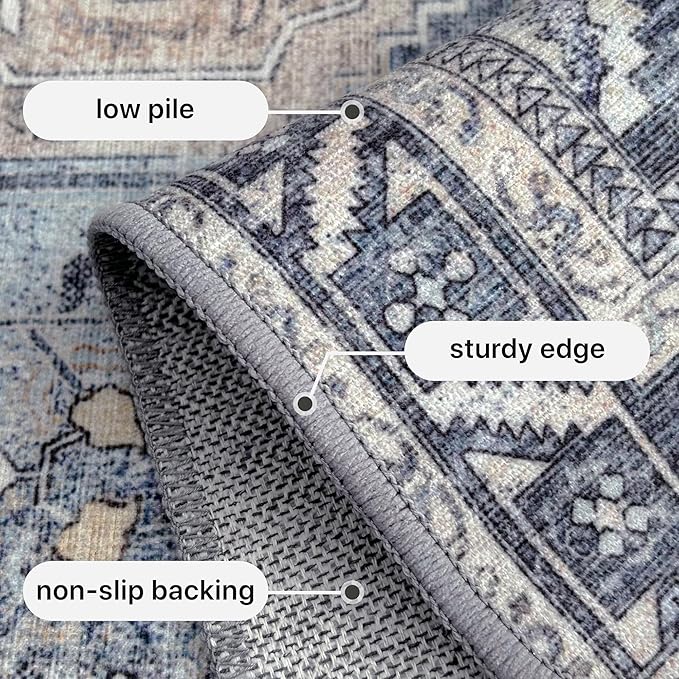 GENIMO 2x3 Area Rugs for Living Room, Machine Washable Non Slip Vintage Rugs - Image 5