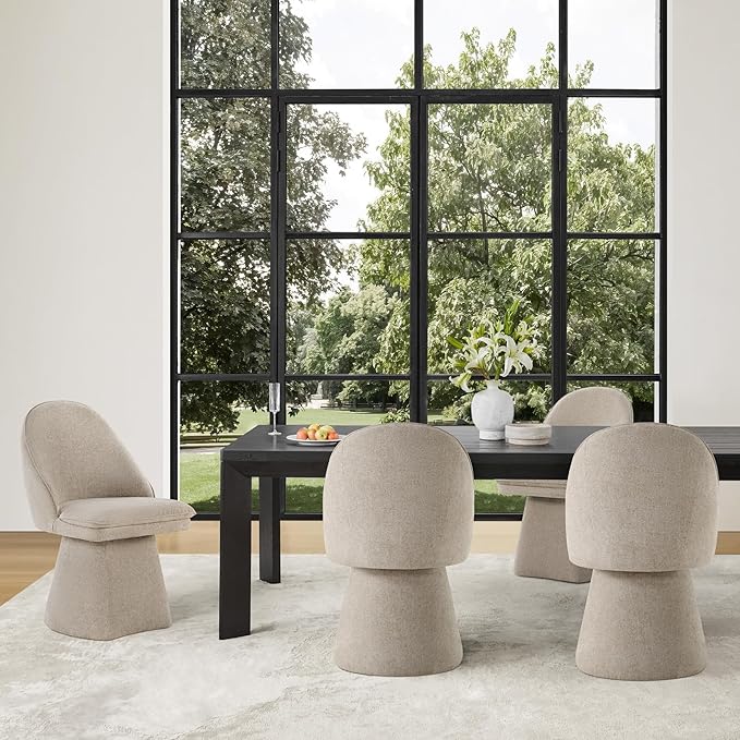 Swivel Dining Chairs Modern Desk Chair Upholstered Linen Fabric Side Chair - Image 8