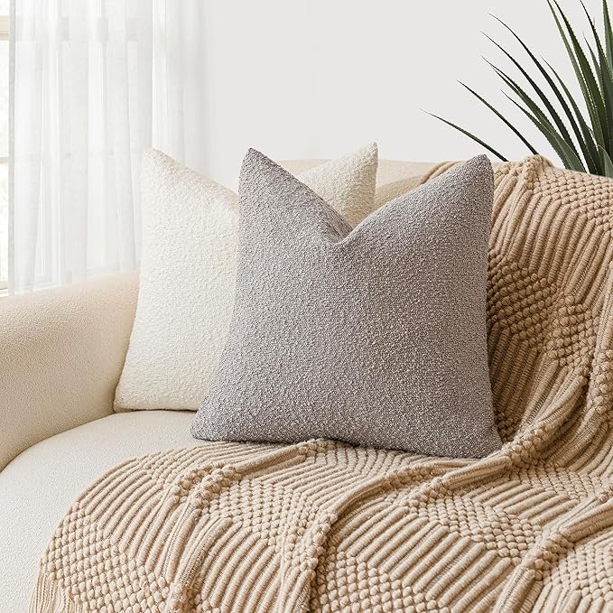 Foindtower Set of 2, Decorative Textured Boucle Throw Pillow Covers Accent - Image 4