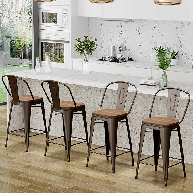 Changjie Furniture 30 Inches Metal Barstools Set of 4 Counter Height Bar Stools - Image 5