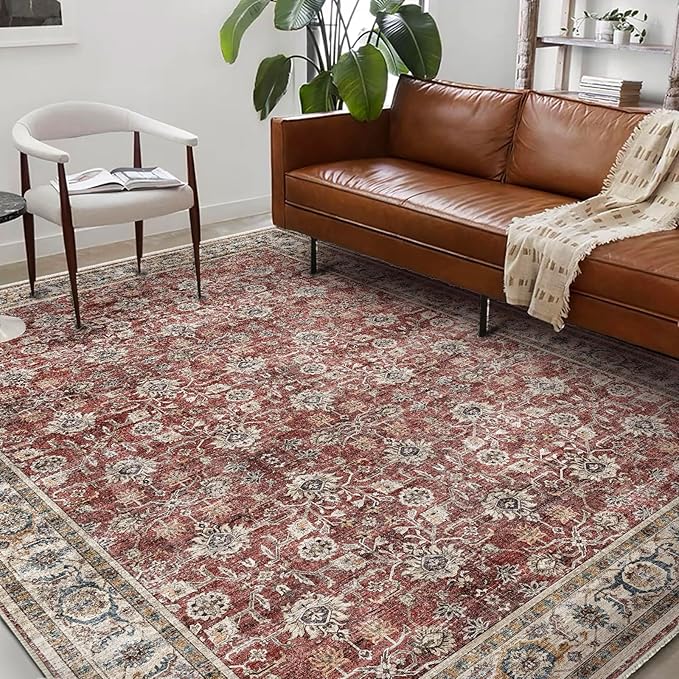 Washable Area Rug 10'x14' Boho Design Non-Shedding Easy Care Ideal by CHAMPLANT