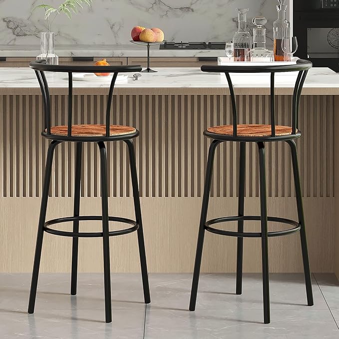 VECELO Bar Stools Set of 4, Swivel Counter Barstools - Image 2