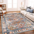 Washable Area Rug 9'x12' Boho Chic Medallion Distressed Design Non-Shedding by CHAMPLANT