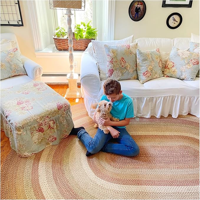Homespice Harvest Jute Brown Braided Rug 8x10' Oval Rug by Homespice