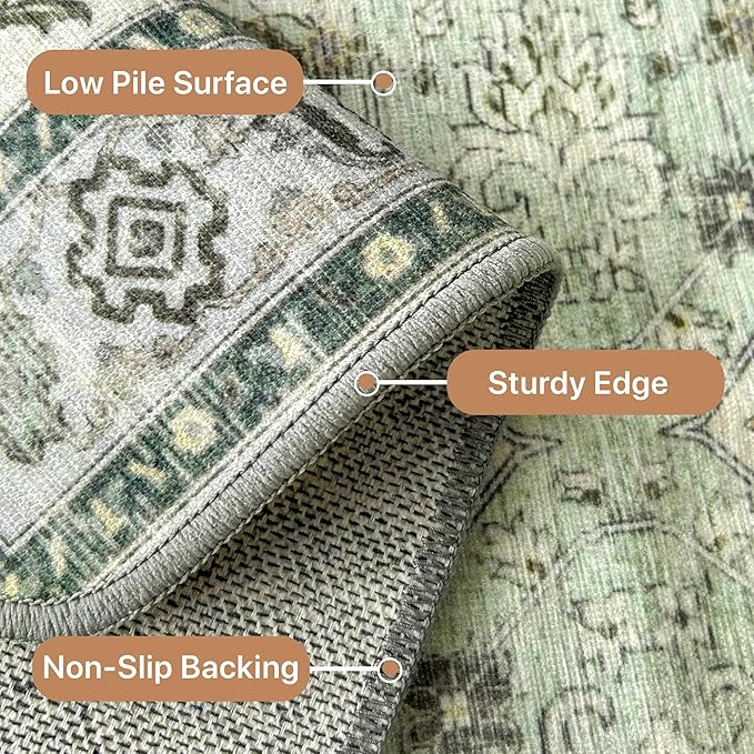 GENIMO 7'6''x9'6'' Area Rugs for Living Room, Machine Washable Non Slip Vintage - Image 5