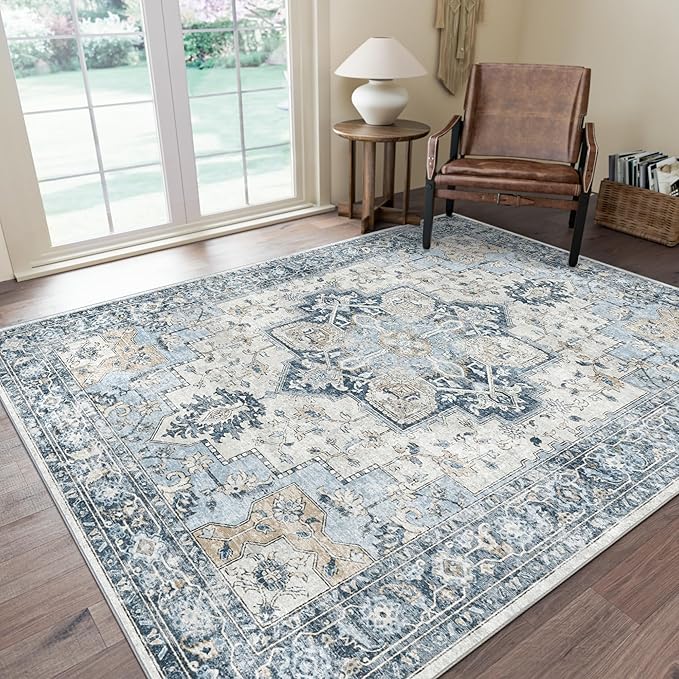 GENIMO 4x6 Area Rugs for Living Room, Machine Washable Rug, Non Slip Vintage by GENIMO