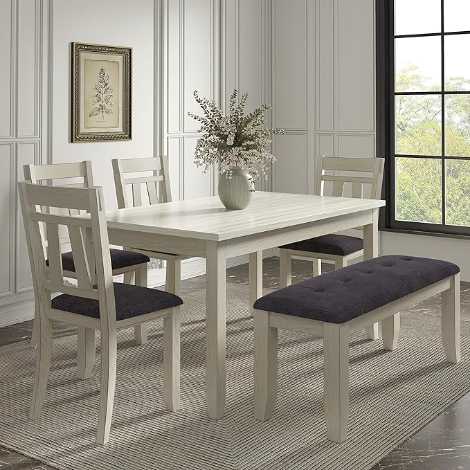 6-Piece Solid Wood Dining Table Set - Image 6