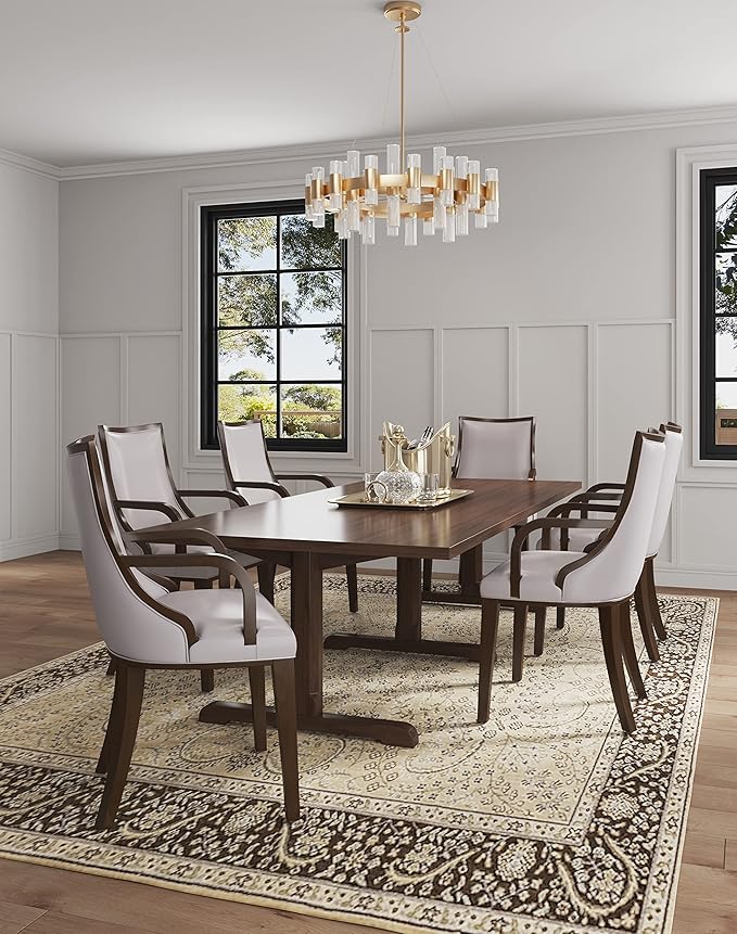 Manhattan Comfort Grand Faux Leather 8-Piece Dining Chairs in Light Grey - Image 2