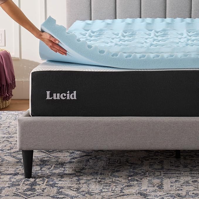LUCID Gel Infused Memory Foam Mattress Topper – 3 Inch Mattress Topper – 5 - Image 6