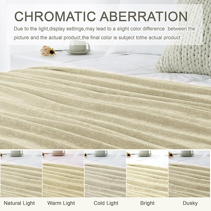 Chenille Throw Blanket for Couch 60"X 80" Twin, Soft Cozy Throws - Image 6