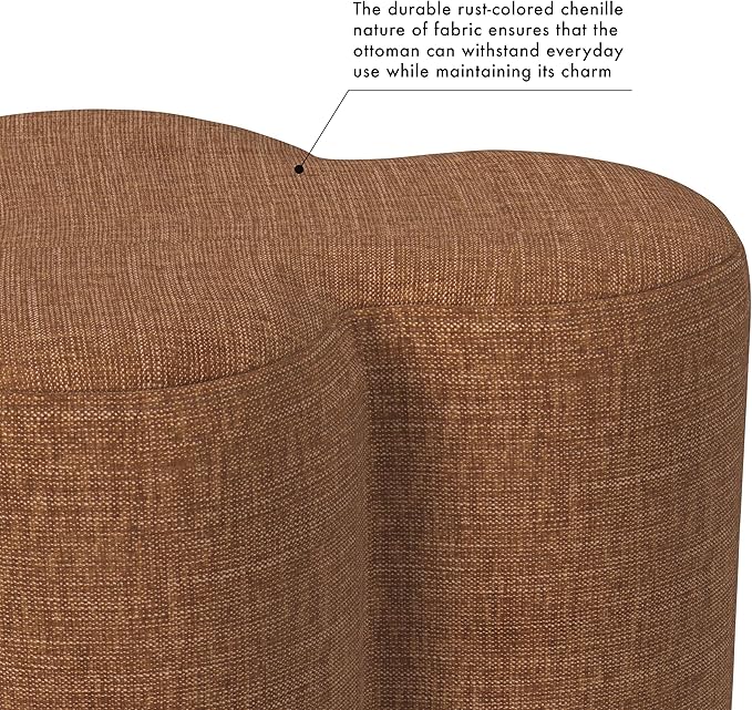 HomePop Upholstered Clover Shaped Ottoman Home Décor | Foot Rest Pouf – Rust - Image 5