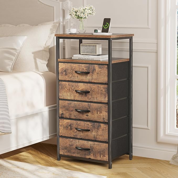 Huuger 5 Drawers Dresser with Charging Station, Dresser - Image 7
