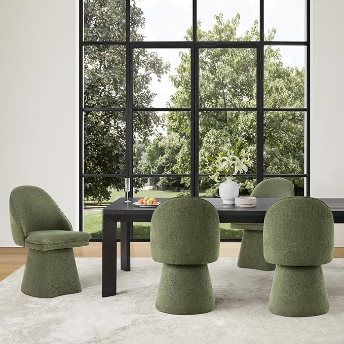 Swivel Dining Chairs Modern Desk Chair Upholstered Linen Fabric Side Chair - Image 2