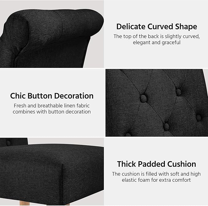 Yaheetech Dining Chairs Set of 4 Fabric Upholstered Button Tufted Dining Chairs - Image 5